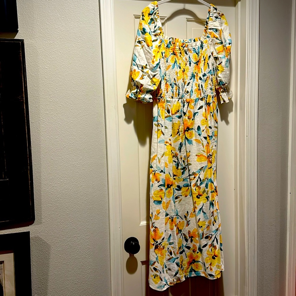 Midi dress floral linen